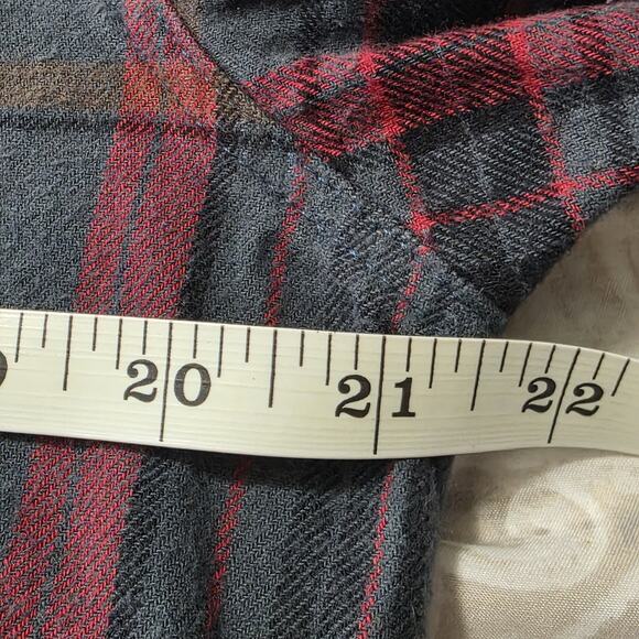 CQR Plaid Flannel Shirt Jacket Mens Large Blue Red Cotton Corduroy Trim - Picture 7 of 8